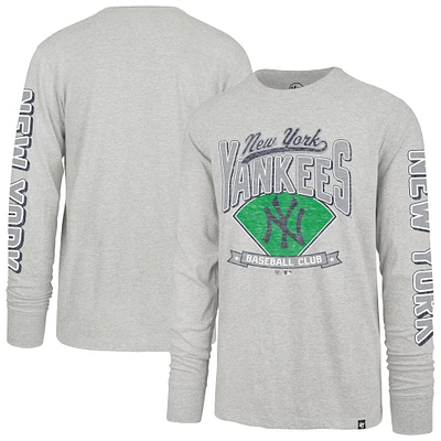 Men's '47  Gray New York Yankees Big & Tall Distressed Franklin Long Sleeve T-Shirt