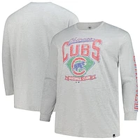 Men's '47  Gray Chicago Cubs Big & Tall Distressed Franklin Long Sleeve T-Shirt