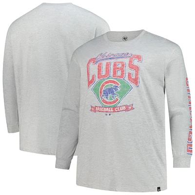 Men's '47  Gray Chicago Cubs Big & Tall Distressed Franklin Long Sleeve T-Shirt
