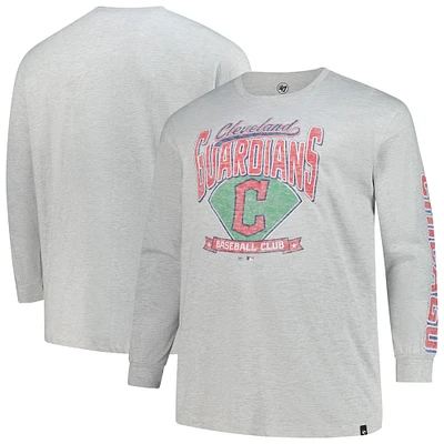 Men's '47  Gray Cleveland Guardians Big & Tall Distressed Franklin Long Sleeve T-Shirt