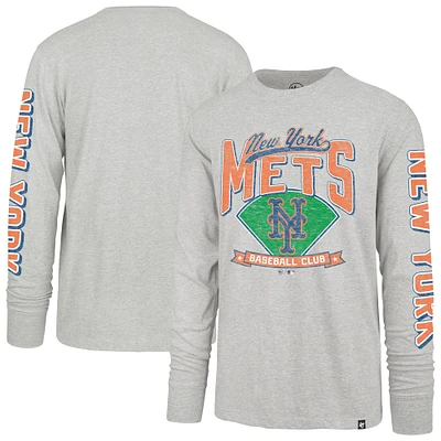 Men's '47  Gray New York Mets Big & Tall Distressed Franklin Long Sleeve T-Shirt