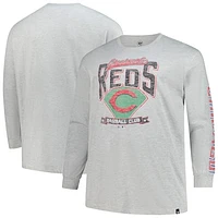 Men's '47  Gray Cincinnati Reds Big & Tall Distressed Franklin Long Sleeve T-Shirt