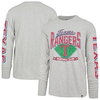 Men's '47  Gray Texas Rangers Big & Tall Distressed Franklin Long Sleeve T-Shirt