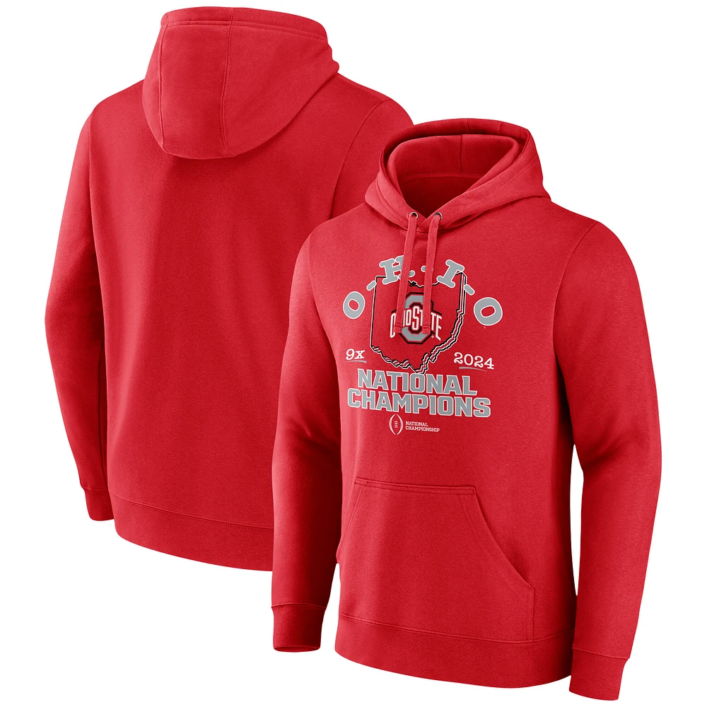 Men's Fanatics Scarlet Ohio State Buckeyes College Football Playoff 2024 National Champions Pullover Hoodie