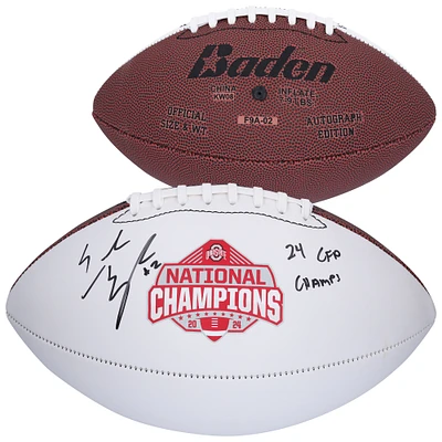 Emeka Egbuka Ohio State Buckeyes Autographed 2024 College Football Playoff National Champions White Panel Football with "24 CFP Champs" Inscription