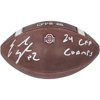 Emeka Egbuka Ohio State Buckeyes Autographed 2024 College Football Playoff National Champions Nike CFP Football with "24 CFP Champs" Inscription