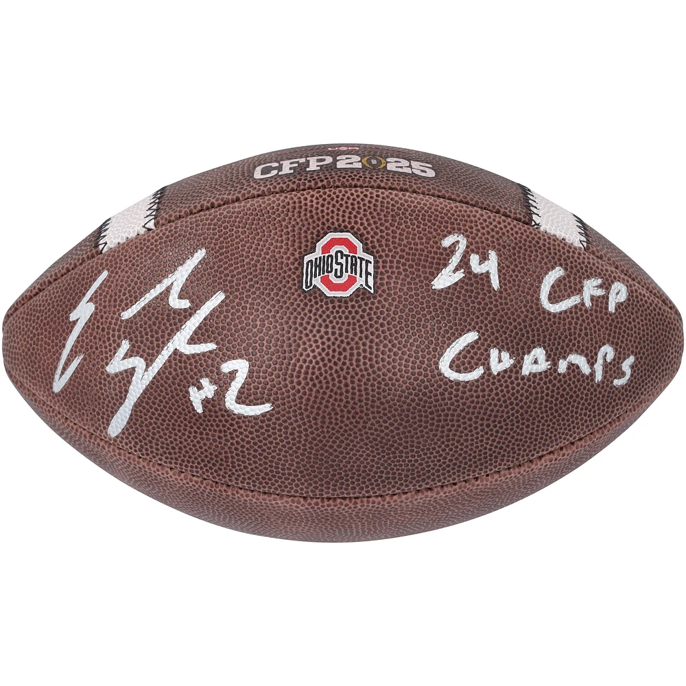 Emeka Egbuka Ohio State Buckeyes Autographed 2024 College Football Playoff National Champions Nike CFP Football with "24 CFP Champs" Inscription