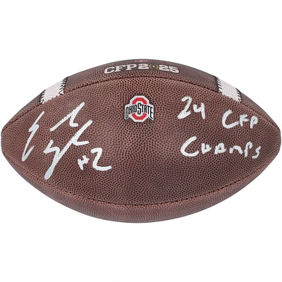 Emeka Egbuka Ohio State Buckeyes Autographed 2024 College Football Playoff National Champions Nike CFP Football with "24 CFP Champs" Inscription