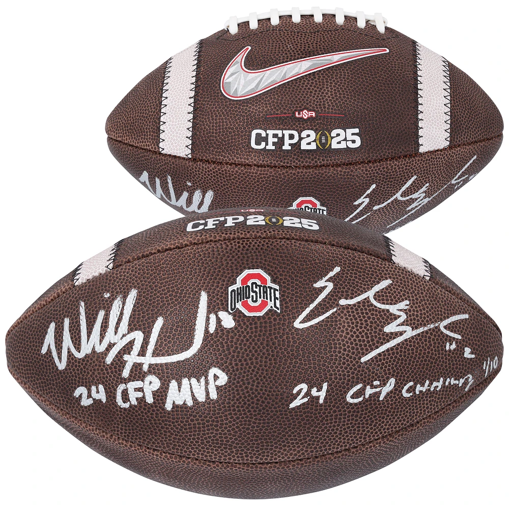 Will Howard & Emeka Egbuka Ohio State Buckeyes Autographed 2024 College Football Playoff National Champions Nike 2025 CFP Football with Multiple Inscriptions