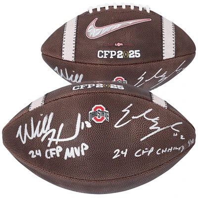 Will Howard & Emeka Egbuka Ohio State Buckeyes Autographed 2024 College Football Playoff National Champions Nike 2025 CFP Football with Multiple Inscriptions