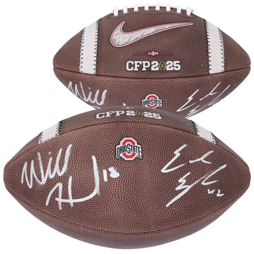 Will Howard & Emeka Egbuka Ohio State Buckeyes Autographed 2024 College Football Playoff National Champions Nike CFP Football