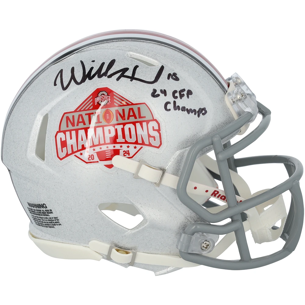 Will Howard Ohio State Buckeyes Autographed 2024 College Football Playoff National Champions Logo Riddell Speed Mini Helmet with "24 CFP Champs" Inscription