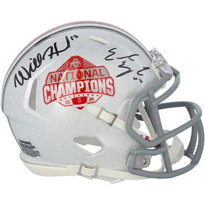 Will Howard & Emeka Egbuka Ohio State Buckeyes Autographed 2024 College Football Playoff National Champions Logo Riddell Speed Mini Helmet
