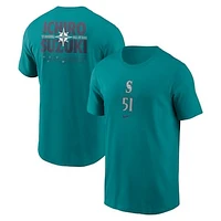 Men's Nike Ichiro Suzuki Aqua Seattle Mariners 2025 National Baseball Hall of Fame Player Graphic T-Shirt