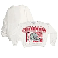 Women's Pressbox  White Ohio State Buckeyes College Football Playoff 2024 National Champions Zone Oversized Sweatshirt