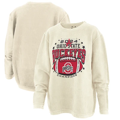 Women's Pressbox  Natural Ohio State Buckeyes College Football Playoff 2024 National Champions Desire Oversized Corded Long Sleeve Top