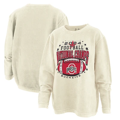 Women's Pressbox  Natural Ohio State Buckeyes College Football Playoff 2024 National Champions Desire Oversized Corded Long Sleeve Top