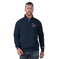 Men's Starter Navy Houston Texans Classic Quarter-Zip Pullover Sweatshirt