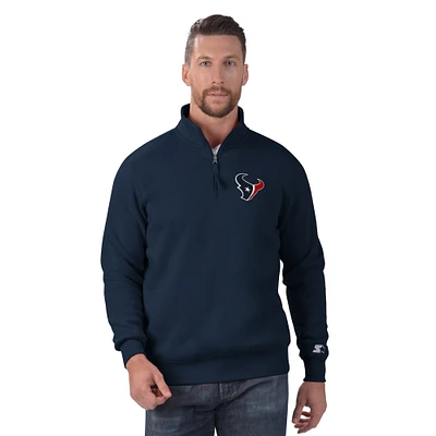 Men's Starter Navy Houston Texans Classic Quarter-Zip Pullover Sweatshirt