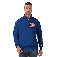 Men's Starter Royal Denver Broncos Classic Quarter-Zip Pullover Sweatshirt