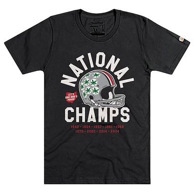 Men's Homefield Black Ohio State Buckeyes Nine-Time Football National Champions T-Shirt