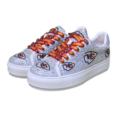 Women's Cuce White Kansas City Chiefs Crystal Team Logo Sneakers