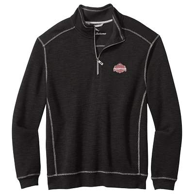 Men's Tommy Bahama  Black Ohio State Buckeyes College Football Playoff 2024 National Champions Tobago Bay Tri-Blend Half-Zip Sweatshirt