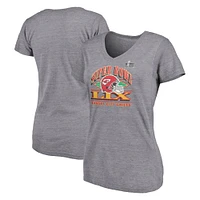 Women's Fanatics Heather Gray Kansas City Chiefs Super Bowl LIX Plus Our Pastime V-Neck Bi-Blend T-Shirt