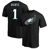 Men's Fanatics Jalen Hurts Black Philadelphia Eagles Super Bowl LIX Big & Tall Player Name Number T-Shirt