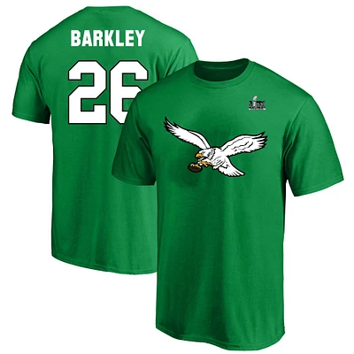 Men's Fanatics Saquon Barkley Kelly Green Philadelphia Eagles Super Bowl LIX Big & Tall Player Name Number T-Shirt