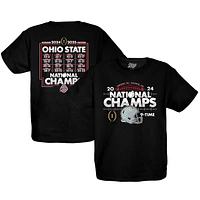 Youth Blue 84 Black Ohio State Buckeyes College Football Playoff 2024 National Champions Schedule T-Shirt