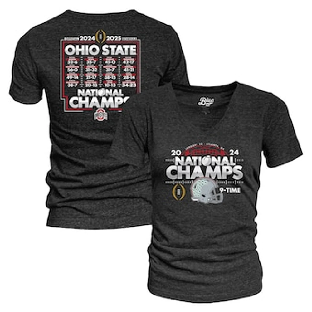 Women's Blue 84 Black Ohio State Buckeyes College Football Playoff 2024 National Champions Schedule T-Shirt