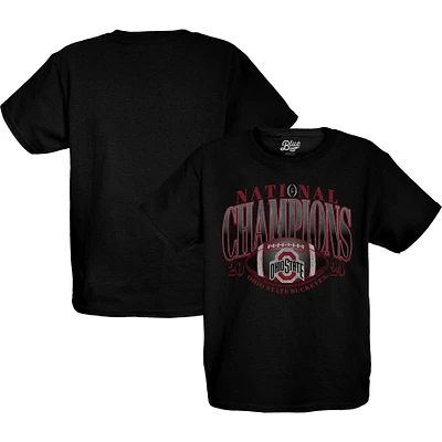 Youth Blue 84 Black Ohio State Buckeyes College Football Playoff 2024 National Champions Ace Slot T-Shirt