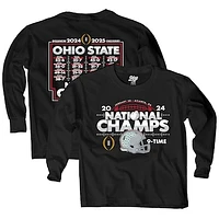 Youth Blue 84 Black Ohio State Buckeyes College Football Playoff 2024 National Champions Schedule Long Sleeve T-Shirt