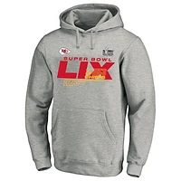 Men's Fanatics  Heather Gray Kansas City Chiefs Super Bowl LIX Big & Tall Quick Pass Pullover Hoodie