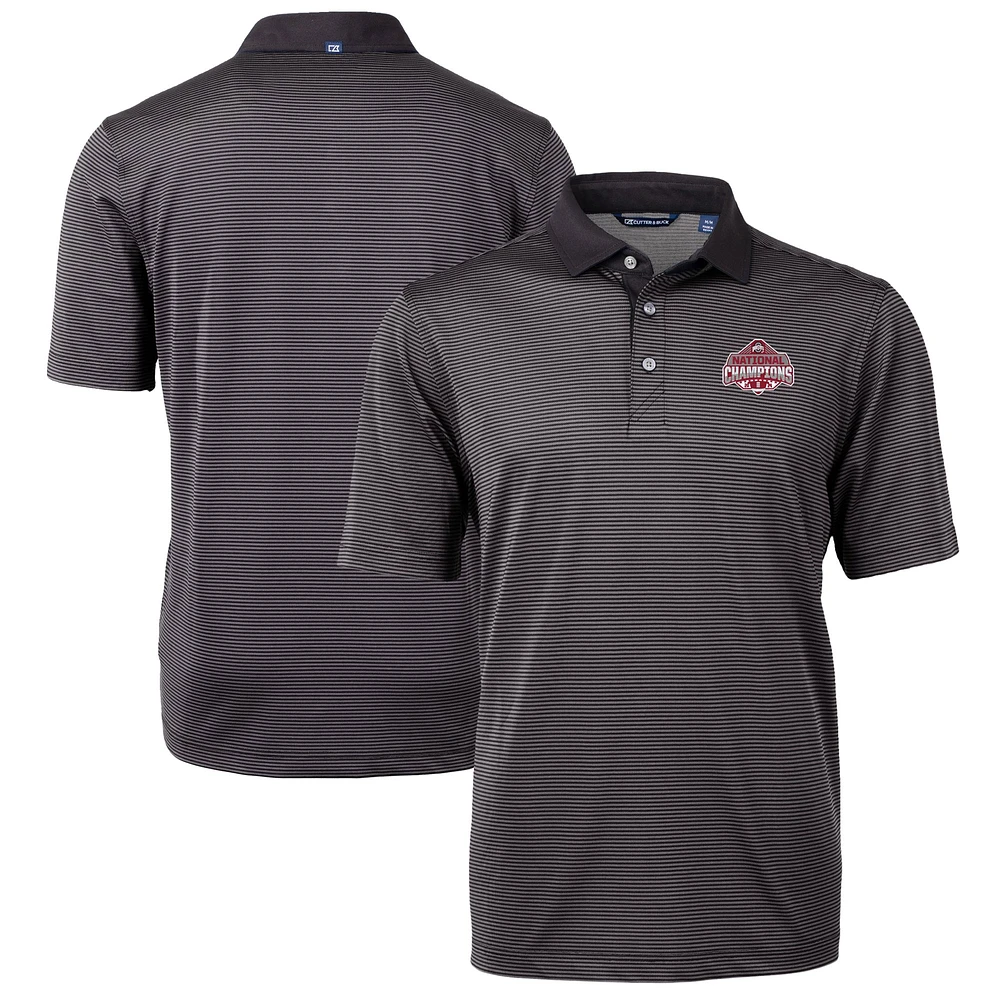 Men's Cutter & Buck Ohio State Buckeyes Big Tall College Football Playoff 2024 National Champions Virtue Eco Pique Stripe DryTec Tri-Blend Recycled Polo