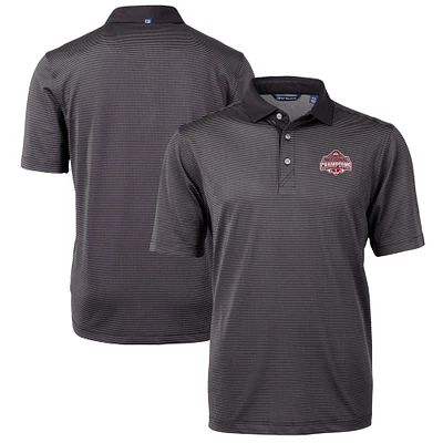 Men's Cutter & Buck Ohio State Buckeyes Big Tall College Football Playoff 2024 National Champions Virtue Eco Pique Stripe DryTec Tri-Blend Recycled Polo