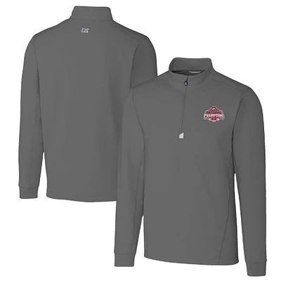 Men's Cutter & Buck Gray Ohio State Buckeyes Big Tall College Football Playoff 2024 National Champions Traverse Stretch Eco DryTec Tri-Blend Quarter-Zip Jacket