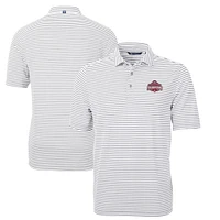 Men's Cutter & Buck Ohio State Buckeyes College Football Playoff 2024 National Champions Virtue Eco Pique Stripe DryTec Tri-Blend Recycled Polo