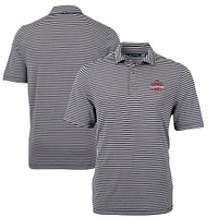 Men's Cutter & Buck Ohio State Buckeyes College Football Playoff 2024 National Champions Virtue Eco Pique Stripe DryTec Tri-Blend Recycled Polo