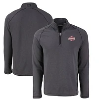 Men's Cutter & Buck Heather Ohio State Buckeyes College Football Playoff 2024 National Champions Peshastin Eco Fleece Recycled Raglan Half-Zip Pullover Top