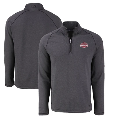 Men's Cutter & Buck Heather Ohio State Buckeyes College Football Playoff 2024 National Champions Peshastin Eco Fleece Recycled Raglan Half-Zip Pullover Top