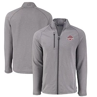 Men's Cutter & Buck Heather Ohio State Buckeyes College Football Playoff 2024 National Champions Peshastin Eco Fleece Recycled Raglan Tri-Blend Full-Zip Jacket