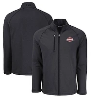 Men's Cutter & Buck Heather Ohio State Buckeyes College Football Playoff 2024 National Champions Peshastin Eco Fleece Recycled Raglan Tri-Blend Full-Zip Jacket