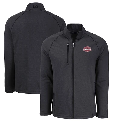 Men's Cutter & Buck Heather Ohio State Buckeyes College Football Playoff 2024 National Champions Peshastin Eco Fleece Recycled Raglan Tri-Blend Full-Zip Jacket