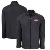 Men's Cutter & Buck Heather Ohio State Buckeyes College Football Playoff 2024 National Champions Peshastin Eco Fleece Recycled Raglan Tri-Blend Full-Zip Jacket