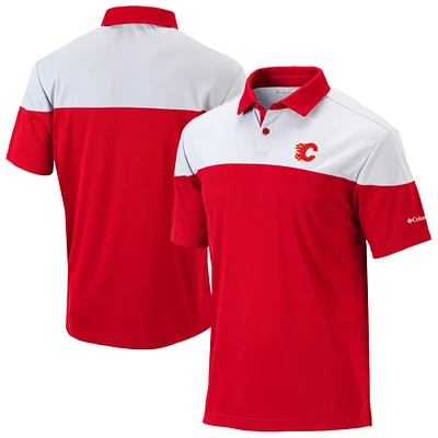 Men's Columbia Red/White Calgary Flames Best Ball Omni-Wick Polo