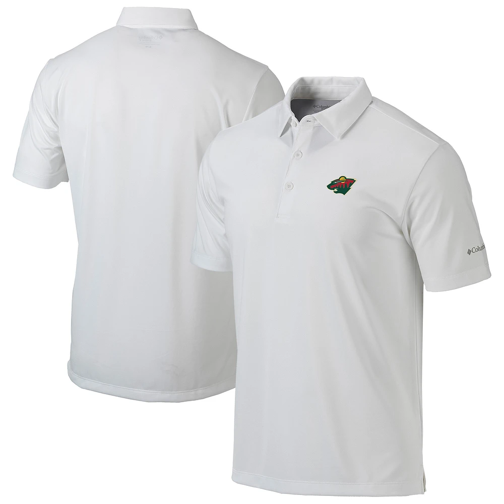 Men's Columbia White Minnesota Wild Drive Omni-Wick Polo