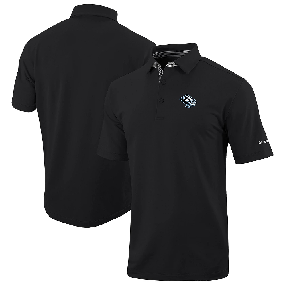 Men's Columbia Black Utah Hockey Club Even Lie Omni-Wick Polo