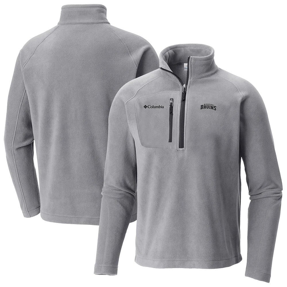 Men's Columbia Gray Boston Bruins Fast Trek III Raglan Half-Zip Fleece Jacket